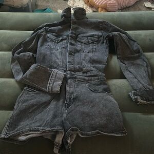 good american denim black romper